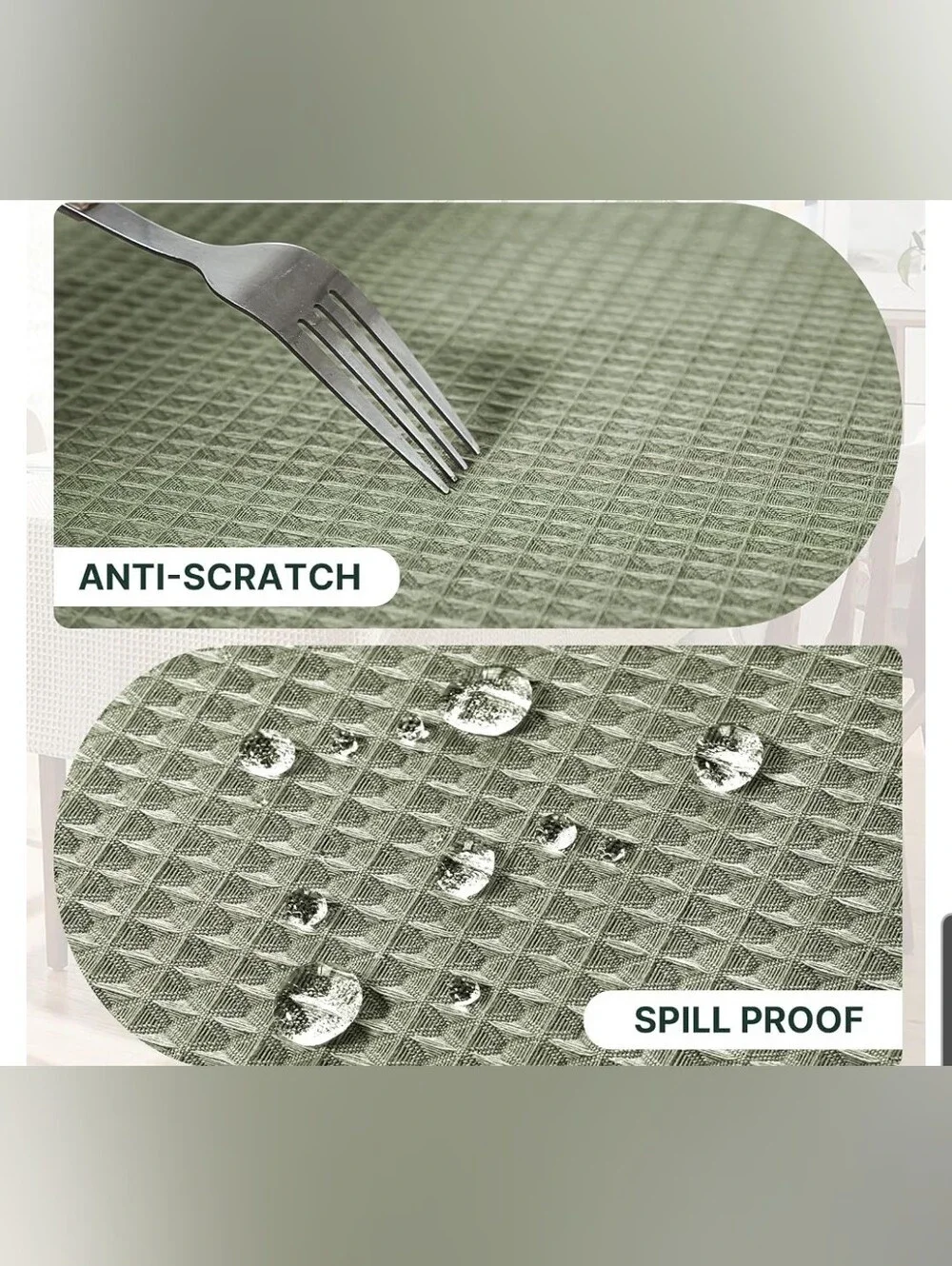 Waffle-Texture 70 Inch Round Tablecloth in Sage Green